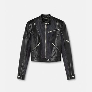 VERSACE denim biker set. Jacket and Pants